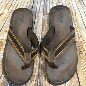 Khombu Brown and Yellow Men's Size 11 Flip-Flops